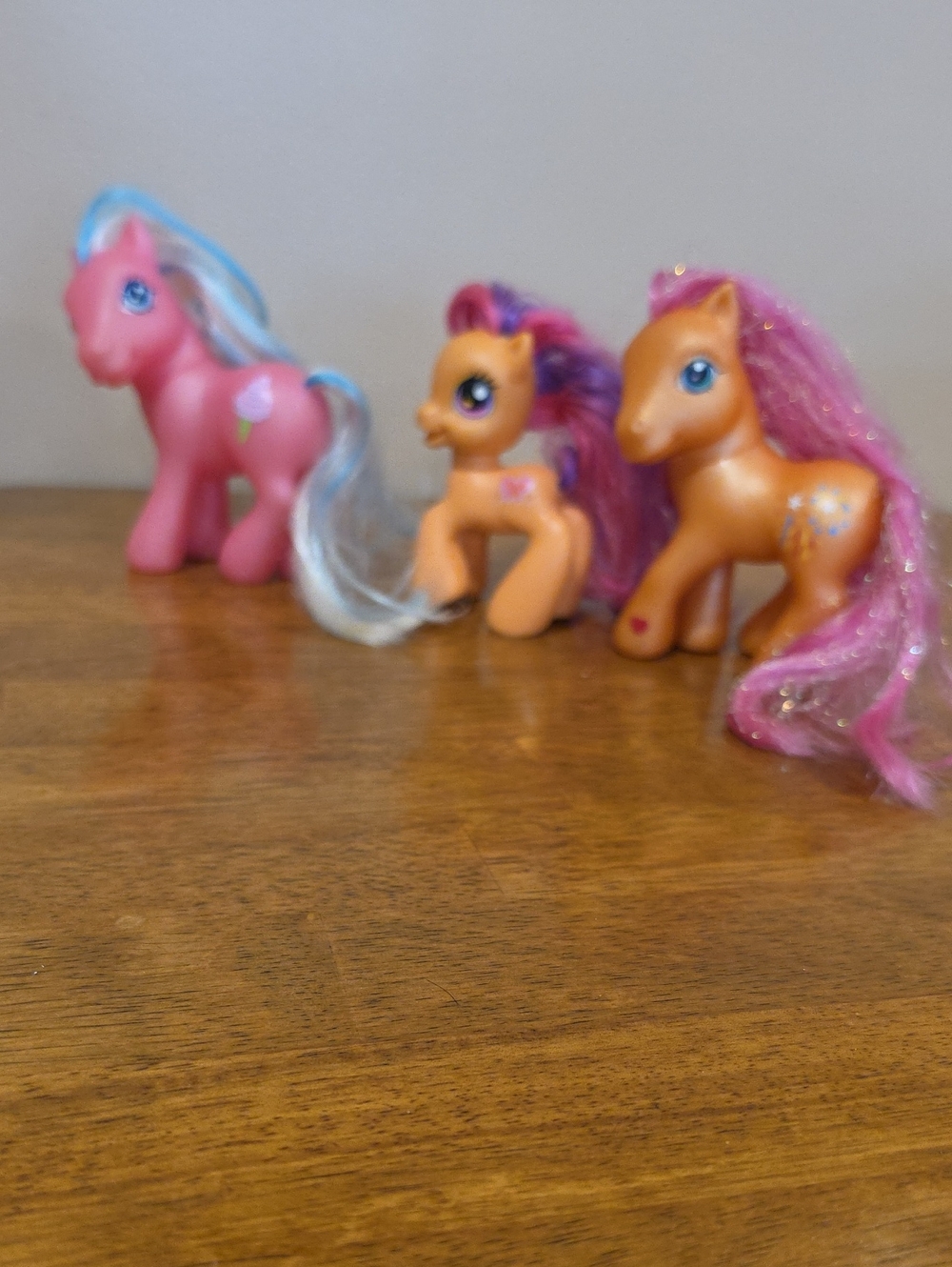 My Little Pony Pink and Orange Figurine Trio with Colorful Manes